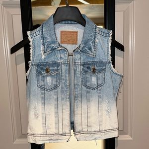 Ombré blue jean vest